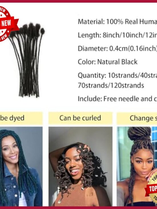 10 Inch Human Hair Micro Loc Extensions, 60 Strands Permanent Dreadlocks main image 4